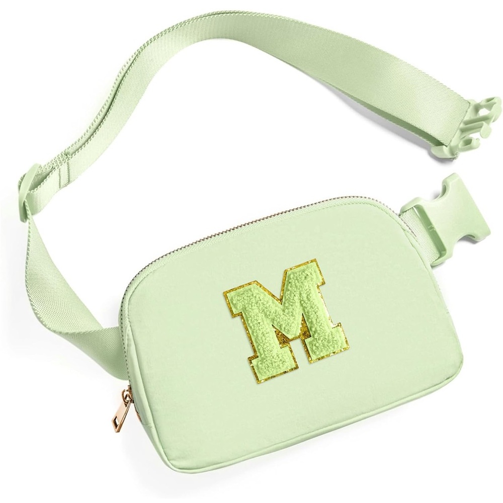 NWT Stoney Clover Inspired Mint Green Belt Bag with Gold Letter M